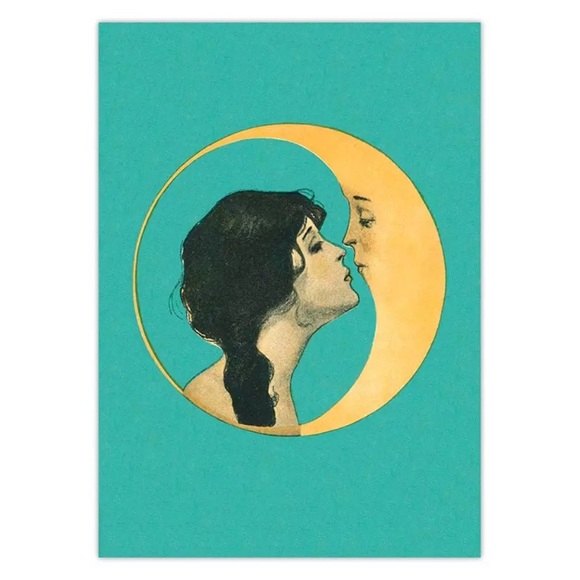 Anthropologie Vintage ART lunar print canvas moon - Picture 3 of 5